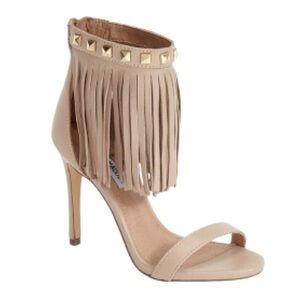Steve Madden Studded Fringe high heels in nude color. NWOT